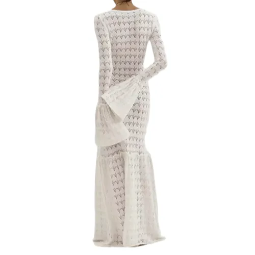 Robe maxi en crochet à manches cloche