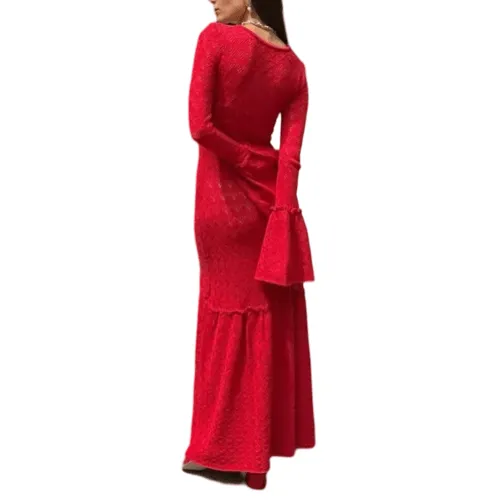 Robe maxi en crochet à manches cloche