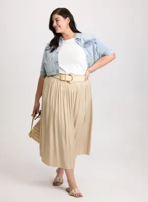 Veste en denim coupée & Jupe longue en satin froncée à la taille