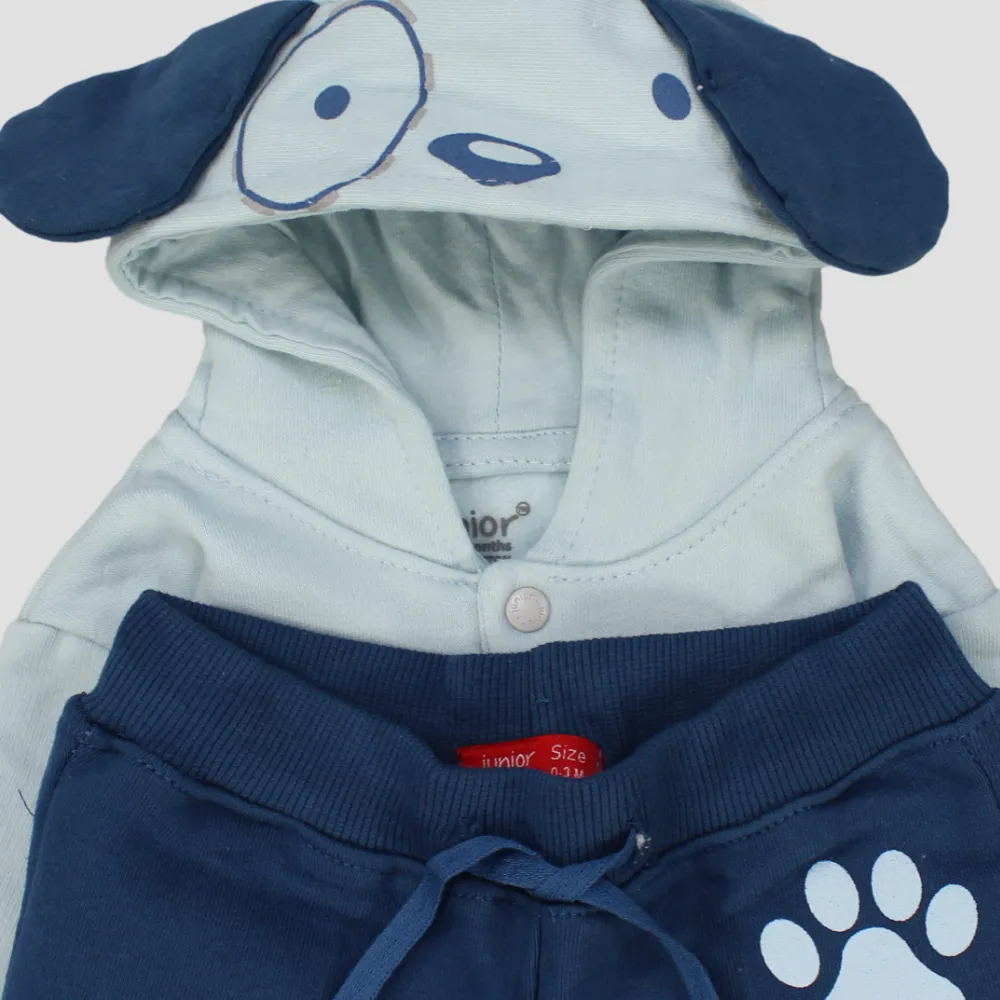 Pyjama à Capuche en Polaire à Manches Longues avec un Chiot Mignon qui Aboie