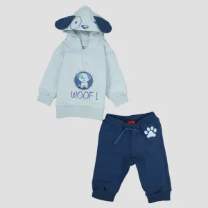 Pyjama à Capuche en Polaire à Manches Longues avec un Chiot Mignon qui Aboie