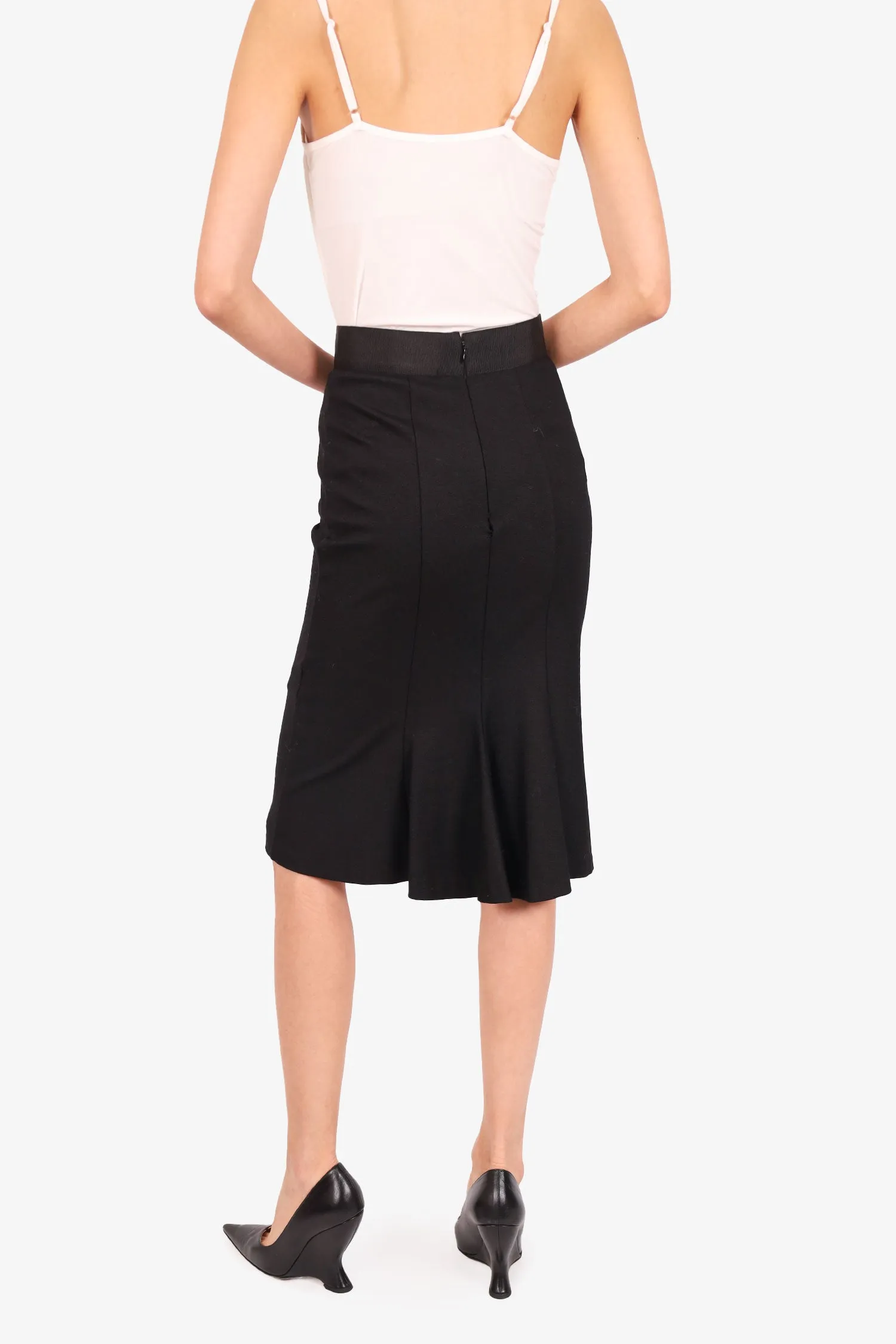 D&G Dolce & Gabbana Jupe mi-longue noire ornée de cristaux Taille 38
