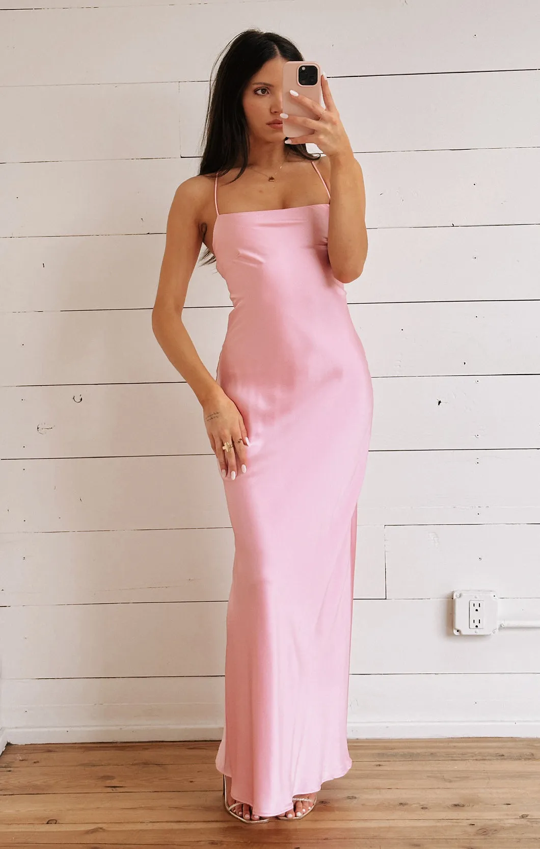 Robe coulissante Dani ~ Satin luxe rose clair