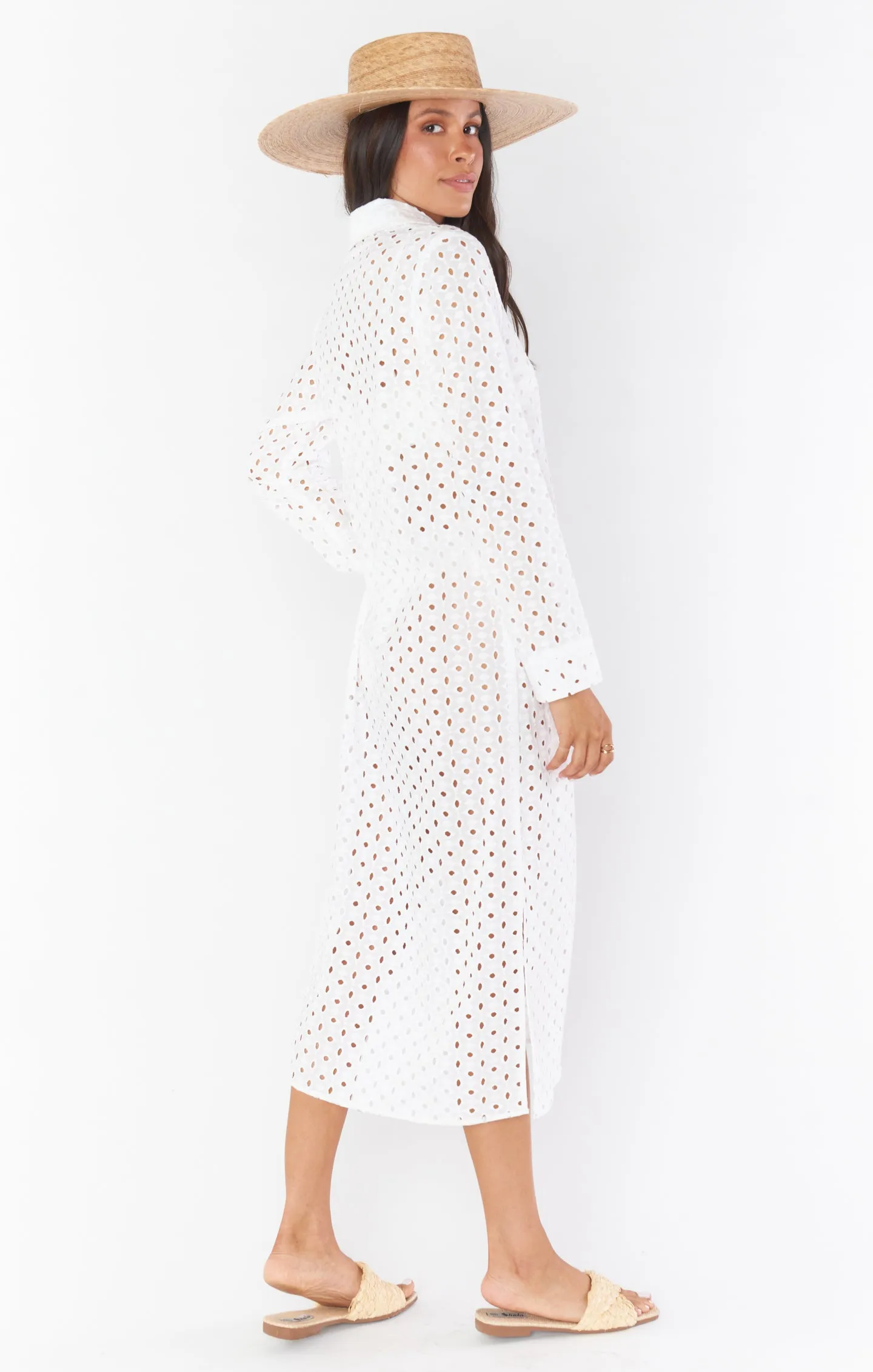 Robe midi Dayton à boutons ~ Oeillet blanc