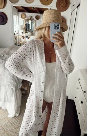 Robe midi Dayton à boutons ~ Oeillet blanc