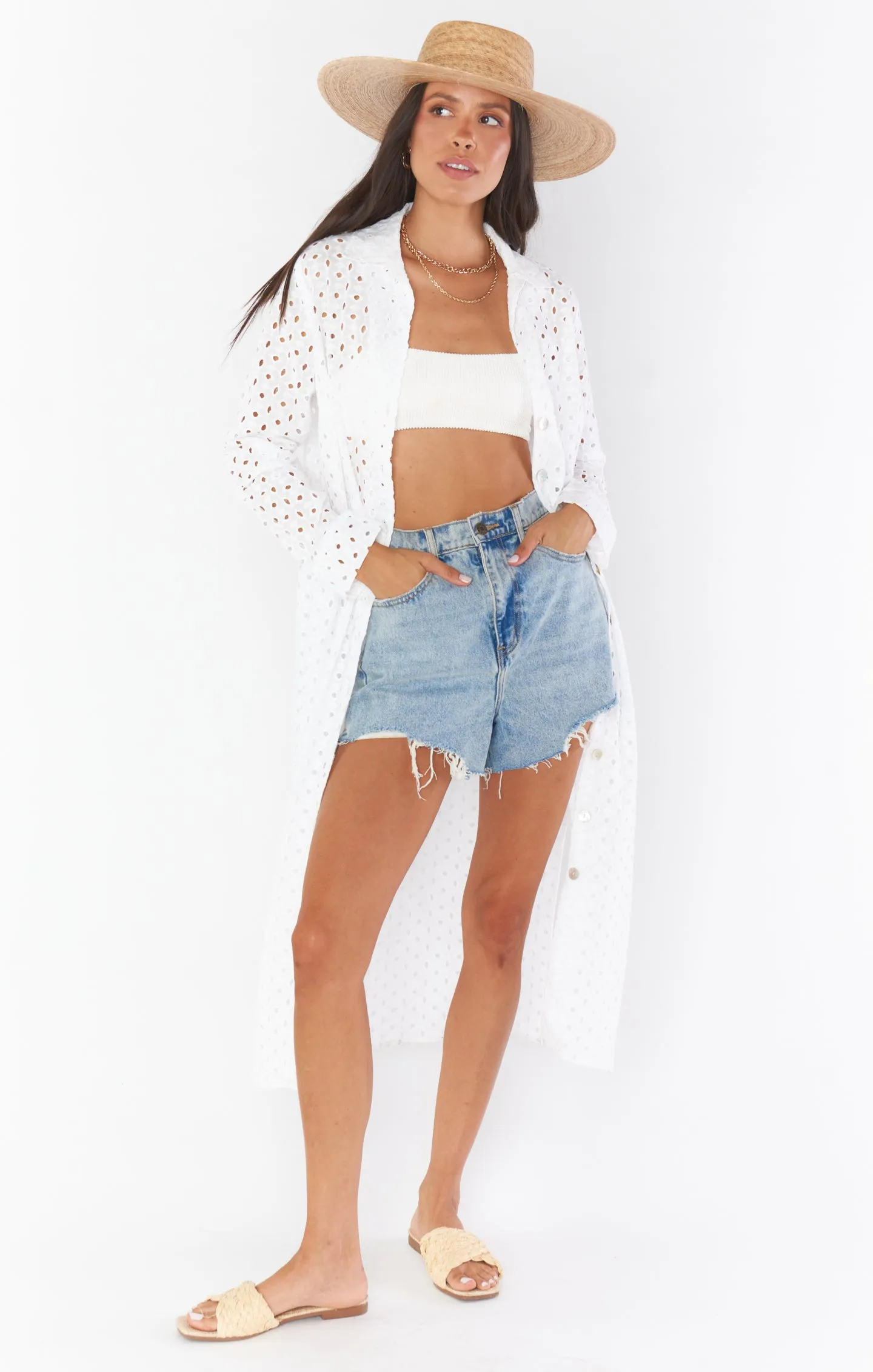 Robe midi Dayton à boutons ~ Oeillet blanc