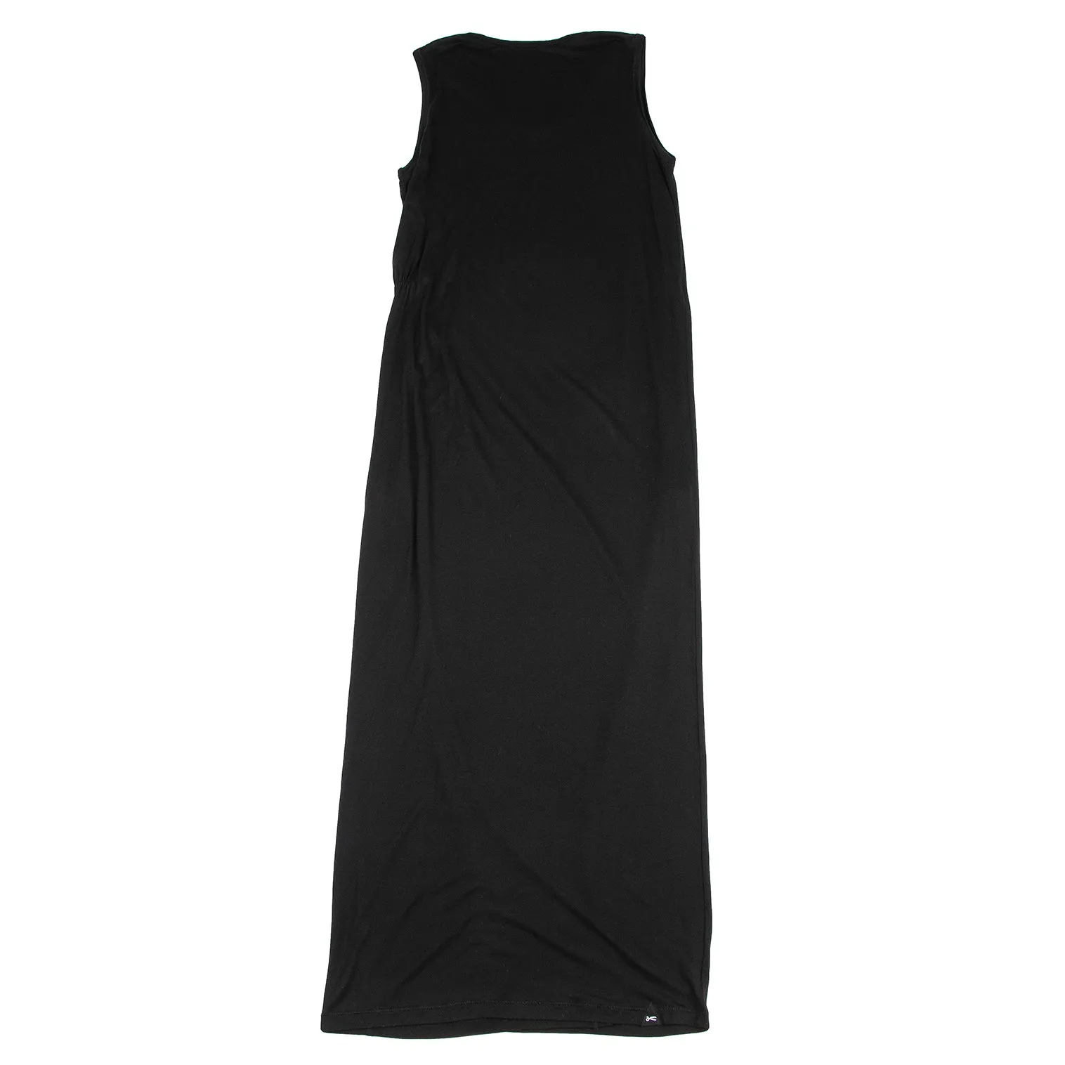 DENHA DENHAM Japon. Robe sans manches en rayonne noire avec motif enveloppant