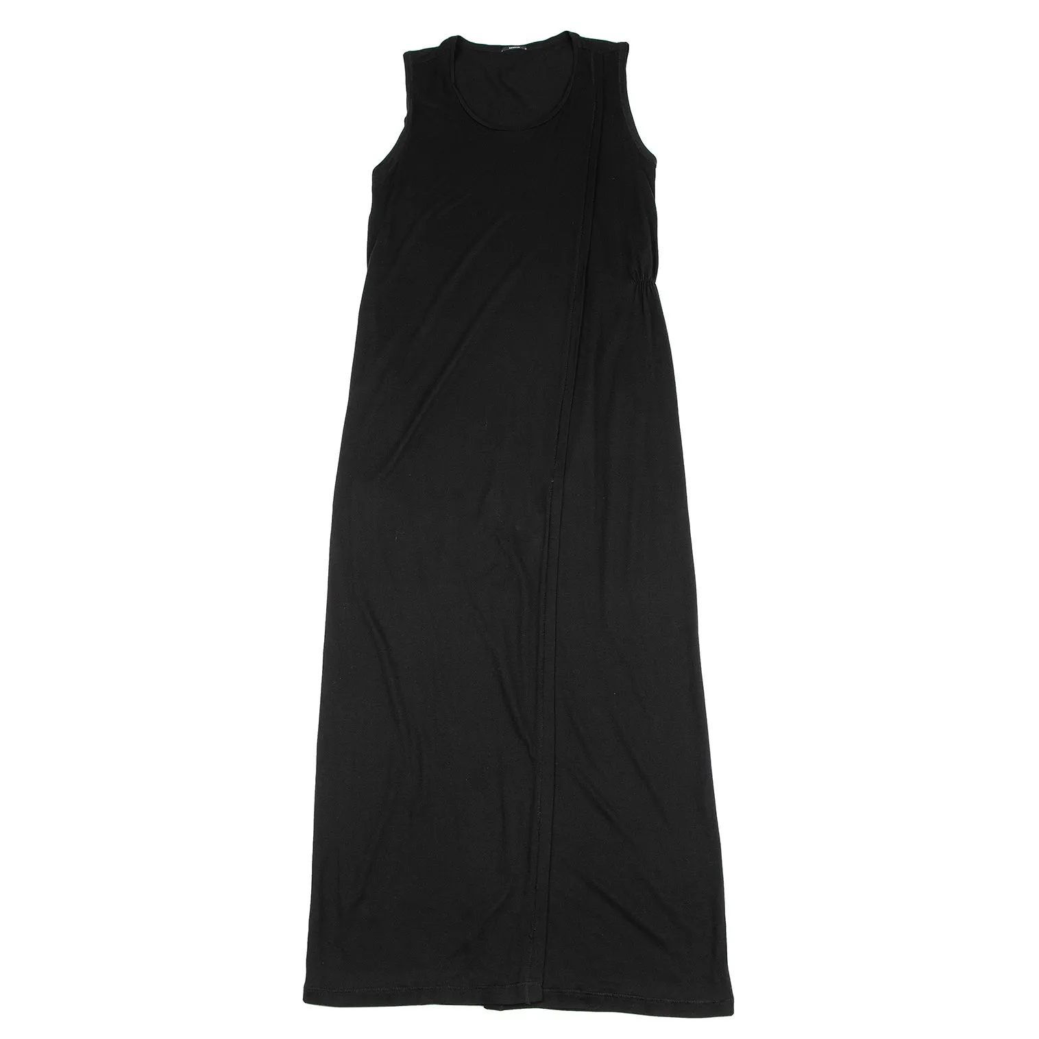 DENHA DENHAM Japon. Robe sans manches en rayonne noire avec motif enveloppant