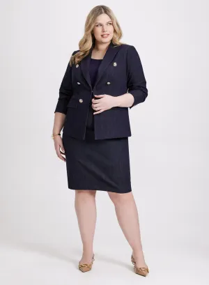Blazer en denim & Jupe crayon