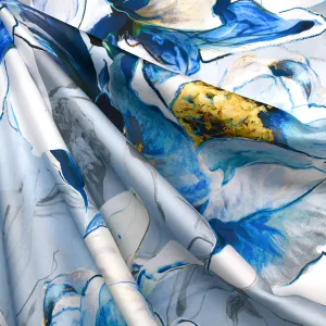 Déclaration du designer Poly satin floral bleu