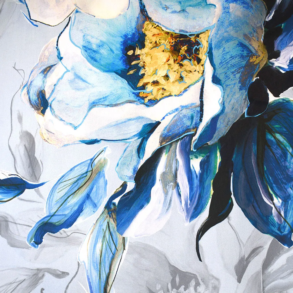 Déclaration du designer Poly satin floral bleu