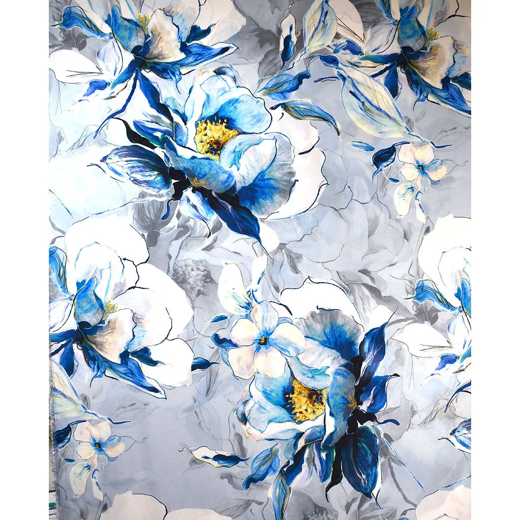 Déclaration du designer Poly satin floral bleu