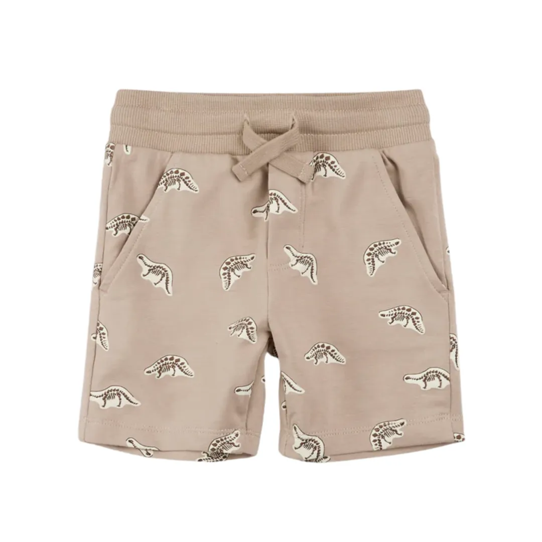 Short taupe avec empreinte de fossile de dinosaure par miles the label