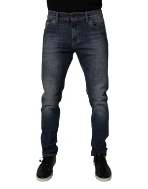 Dolce & Gabbana Jeans Homme Skinny en Coton et Cuir