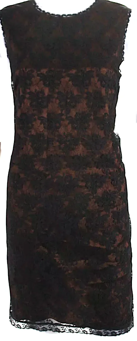 Dolce & Gabbana D&G Italie. Robe mi-longue sans manches en dentelle noire à encolure ronde