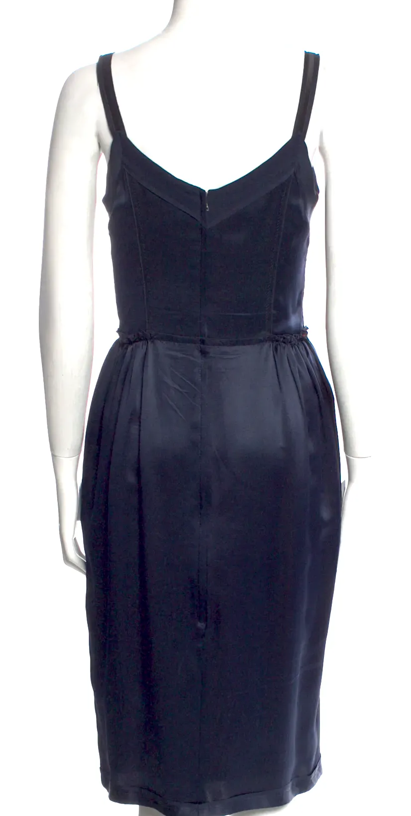 Dolce & Gabbana Italie. Robe longueur genou en soie bleu foncé