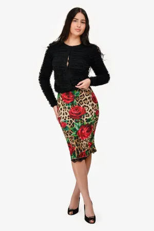 Dolce & Gabbana Jupe Midi Leopard Rose Taille 44