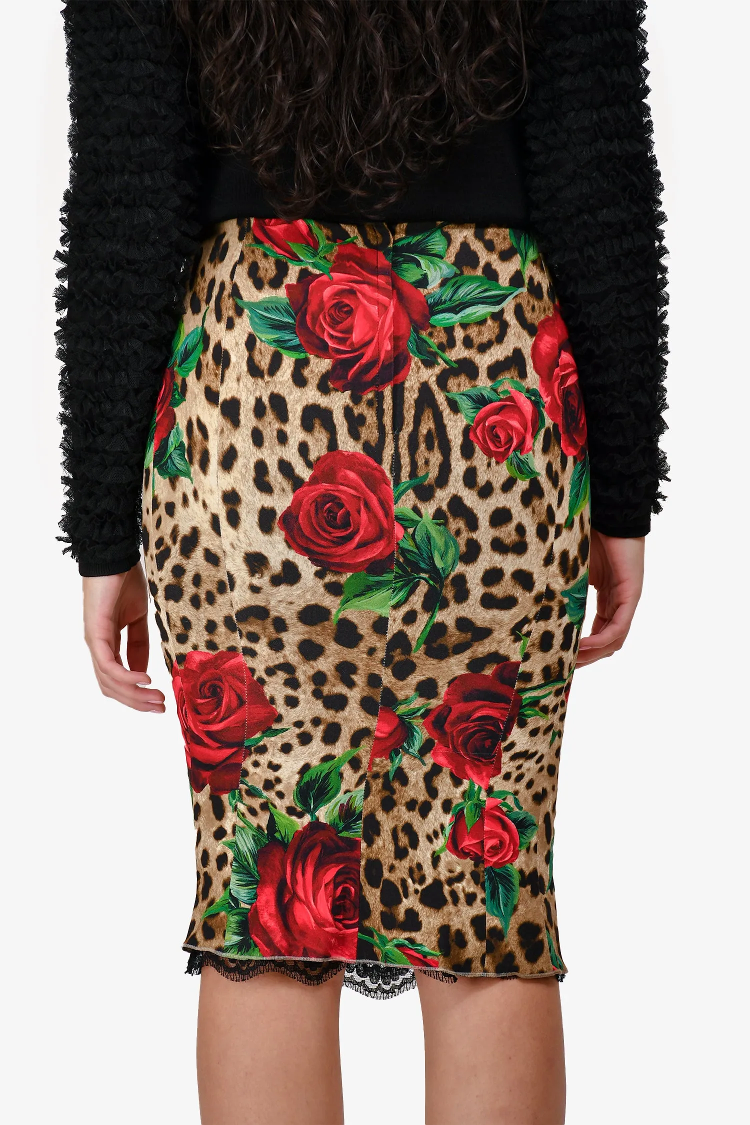 Dolce & Gabbana Jupe Midi Leopard Rose Taille 44