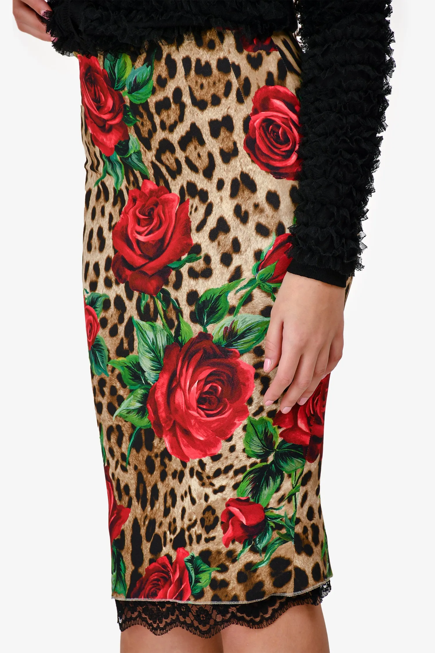 Dolce & Gabbana Jupe Midi Leopard Rose Taille 44