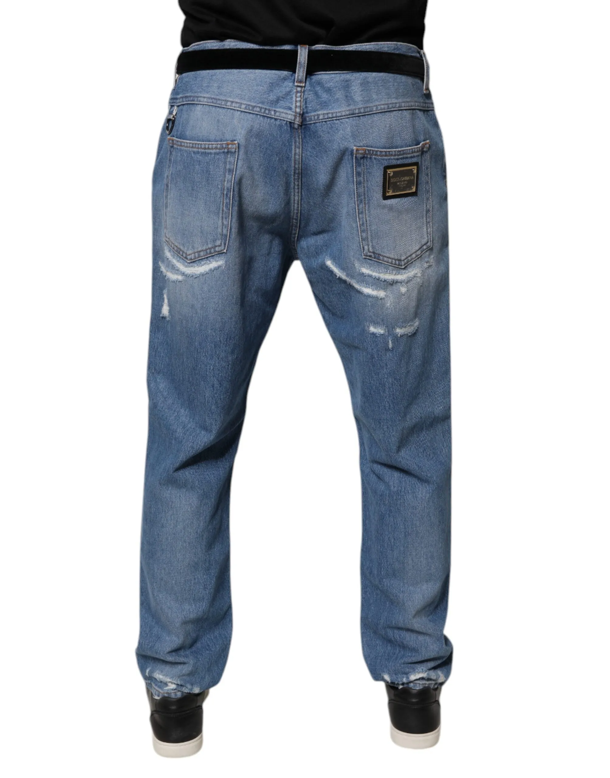 Dolce & Gabbana Jeans Homme Taille Droite en Coton Tatte