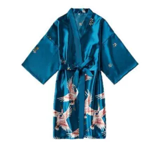 Chemise de nuit en satin de soie Dove - Peignoir Kimono