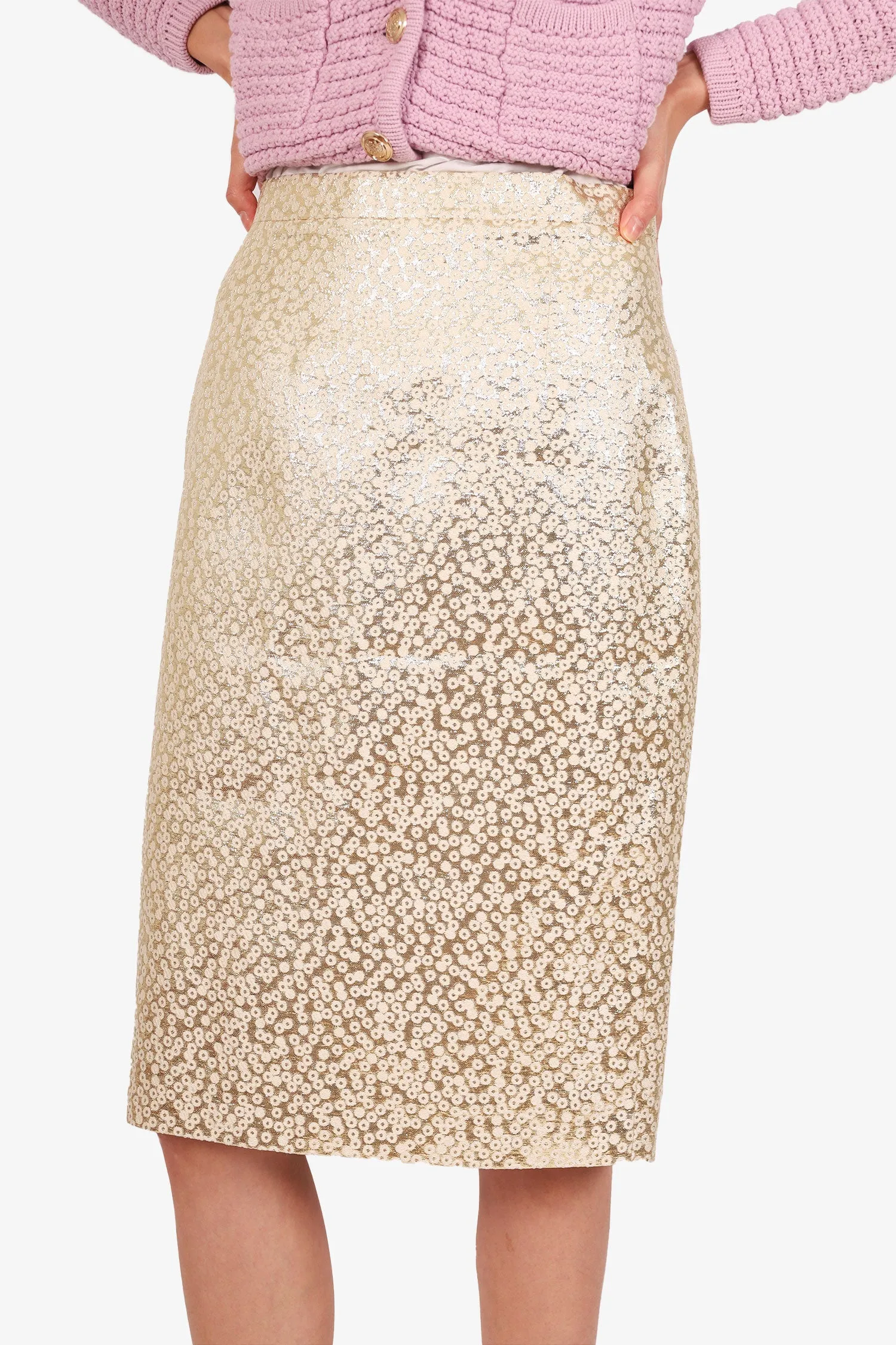 Dsquared2 Jupe crayon longueur genoux or/blanc Taille 42
