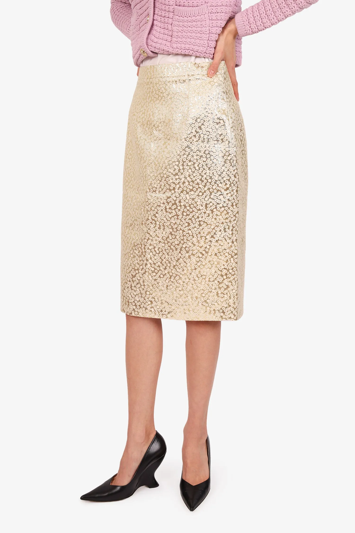 Dsquared2 Jupe crayon longueur genoux or/blanc Taille 42