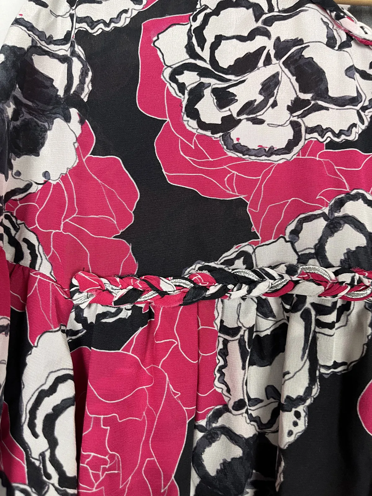 Robe florale rose et grise Dyvna Taille 14 NEUF AVEC ÉTIQUETTE
