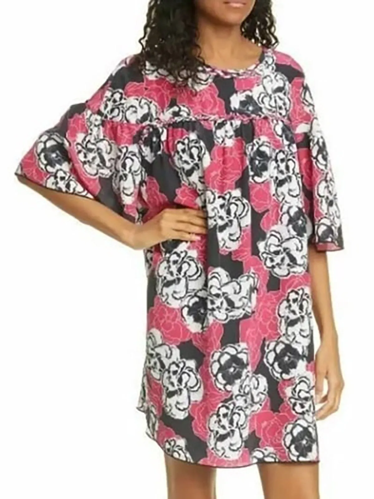 Robe florale rose et grise Dyvna Taille 14 NEUF AVEC ÉTIQUETTE