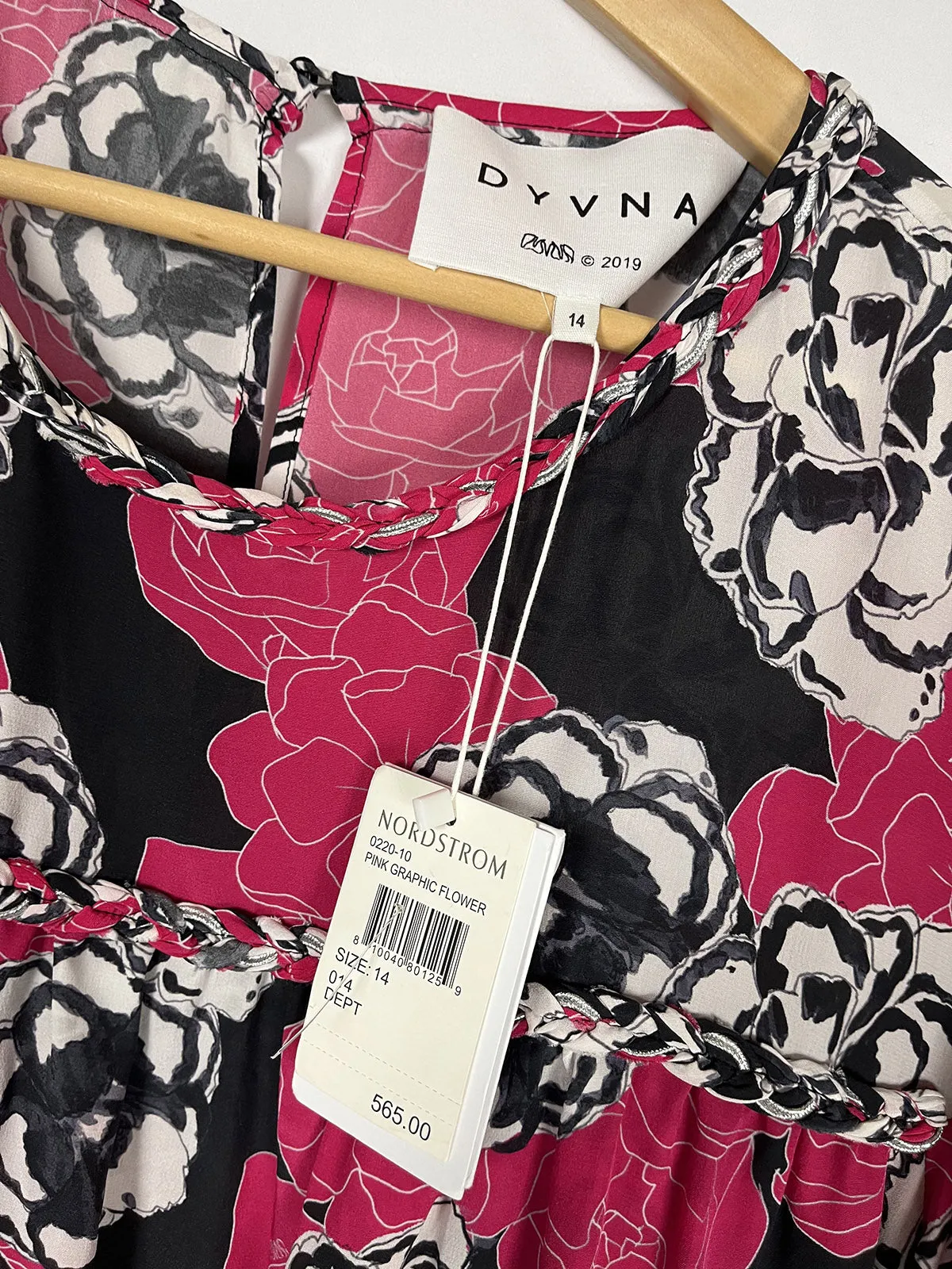 Robe florale rose et grise Dyvna Taille 14 NEUF AVEC ÉTIQUETTE