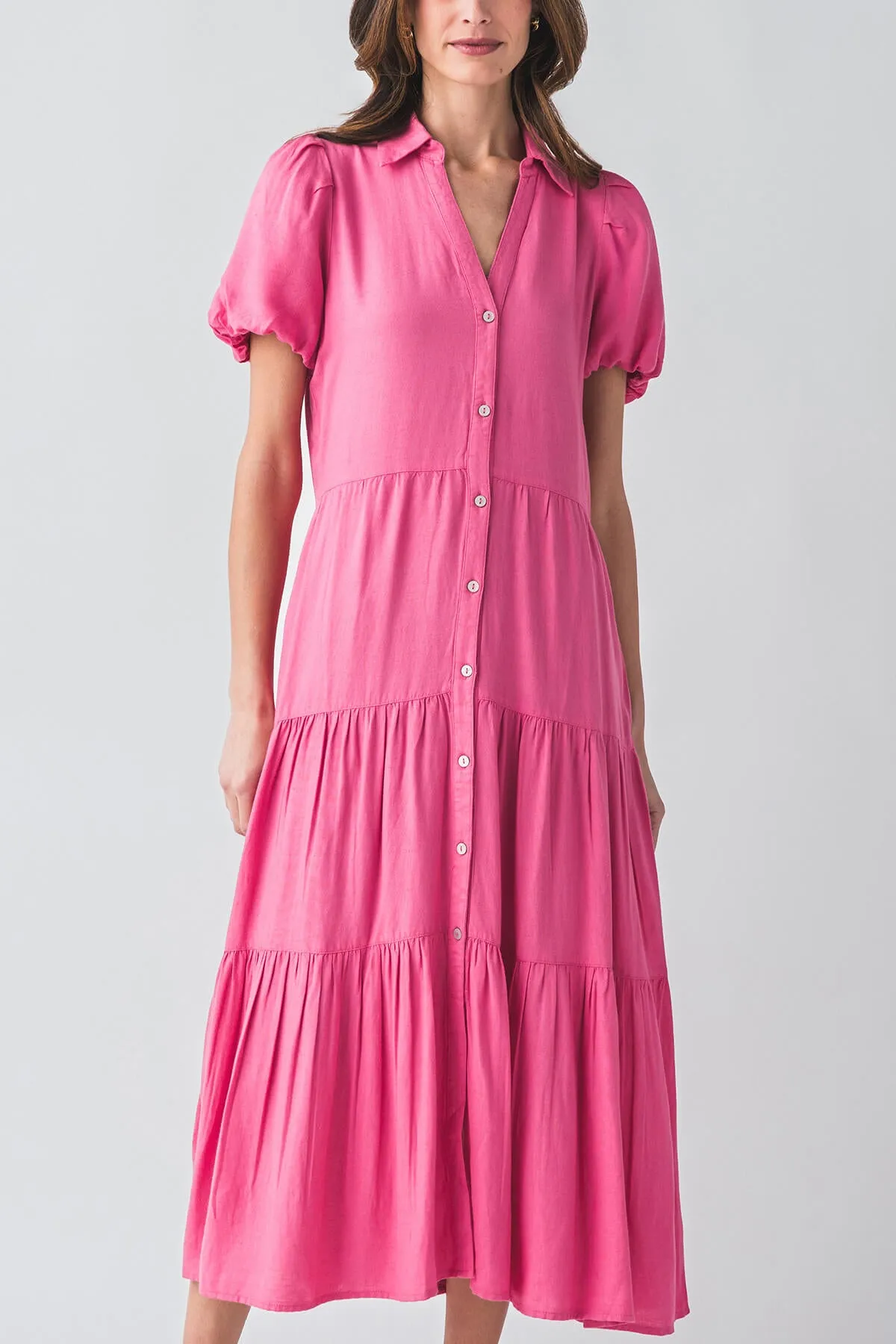 Robe chemisier maxi à manches bouffantes Elan