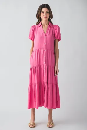 Robe chemisier maxi à manches bouffantes Elan