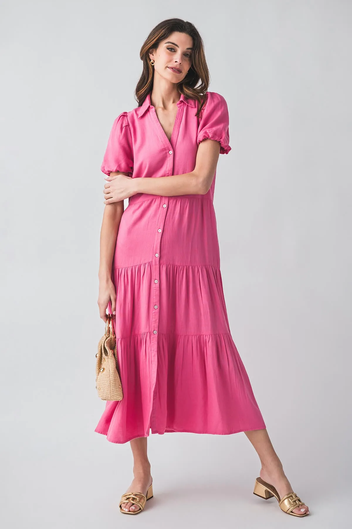 Robe chemisier maxi à manches bouffantes Elan