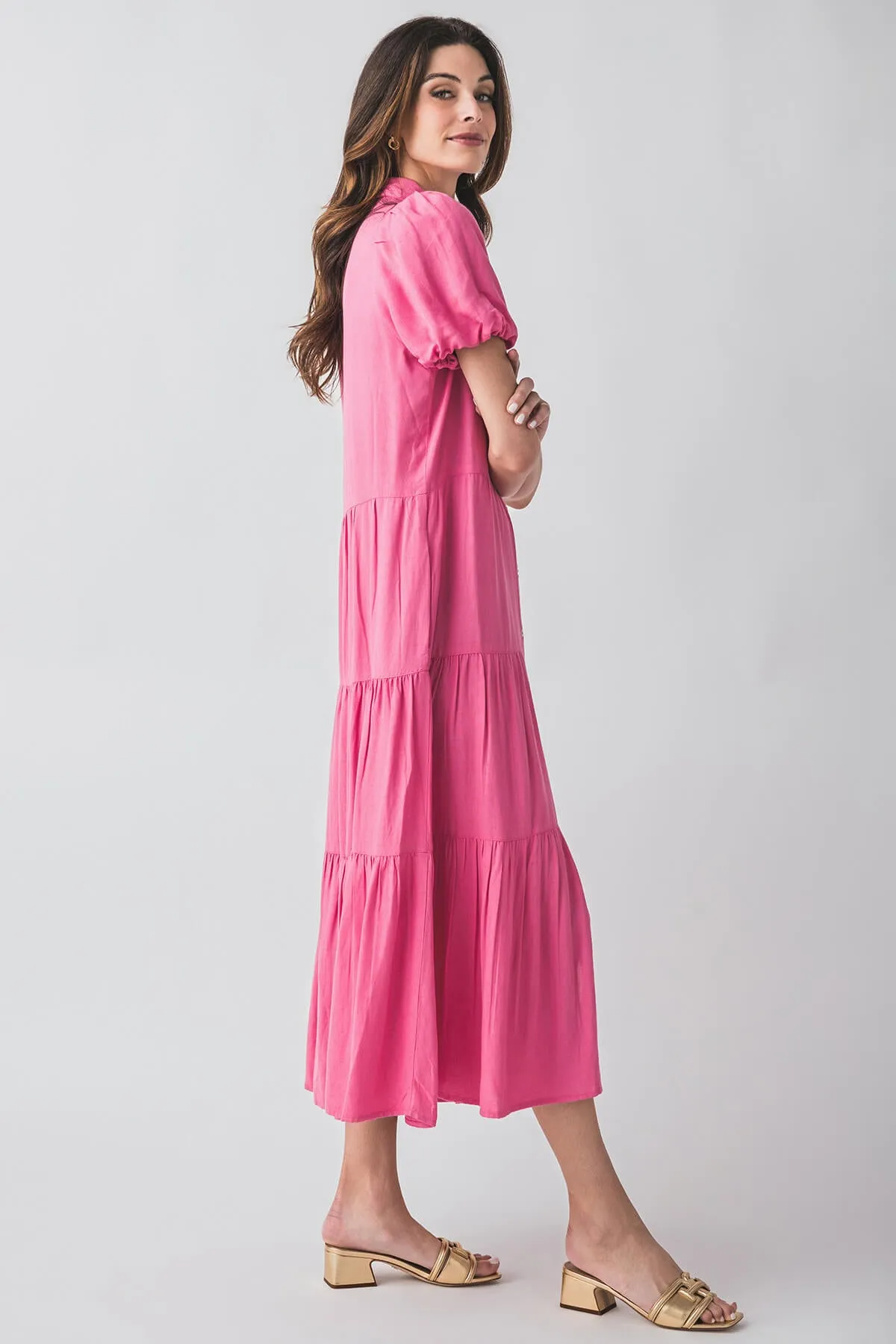 Robe chemisier maxi à manches bouffantes Elan