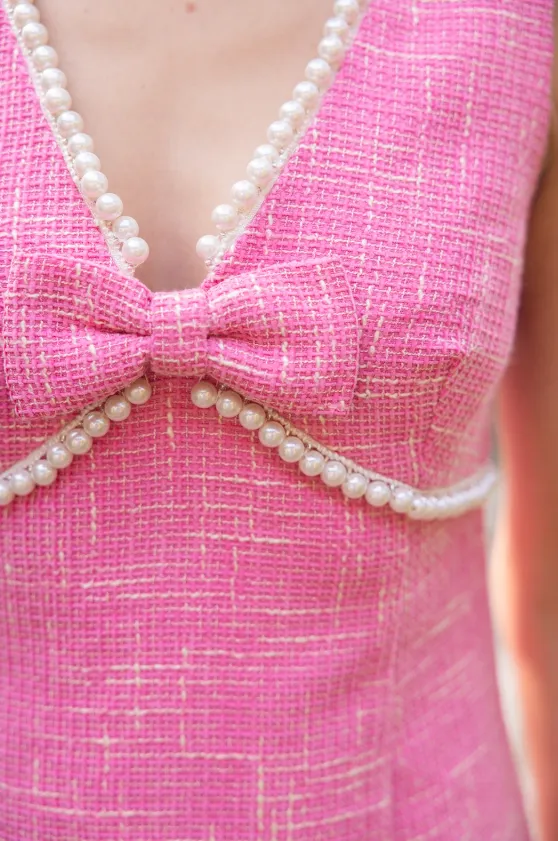 Robe en tweed Elia Pearl avec détail nœud