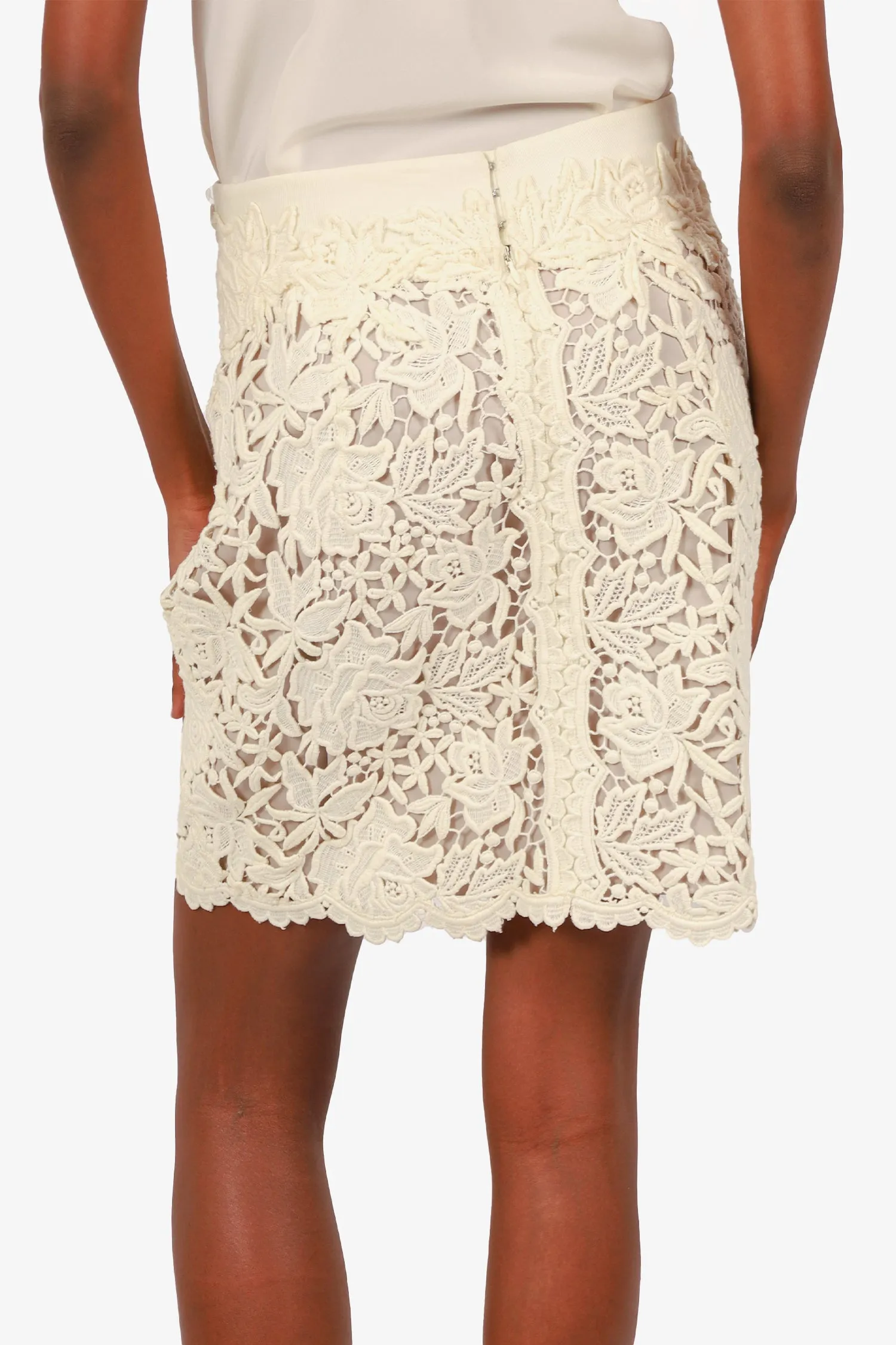 Elie Tahari Jupe Mini en Dentelle Blanche Taille 8
