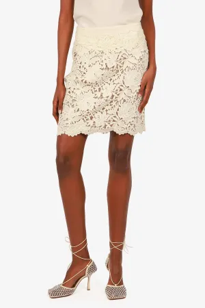 Elie Tahari Jupe Mini en Dentelle Blanche Taille 8