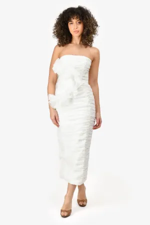 Eliya The Label Robe mi-longue 'Vana' blanche à une épaule plissée taille M