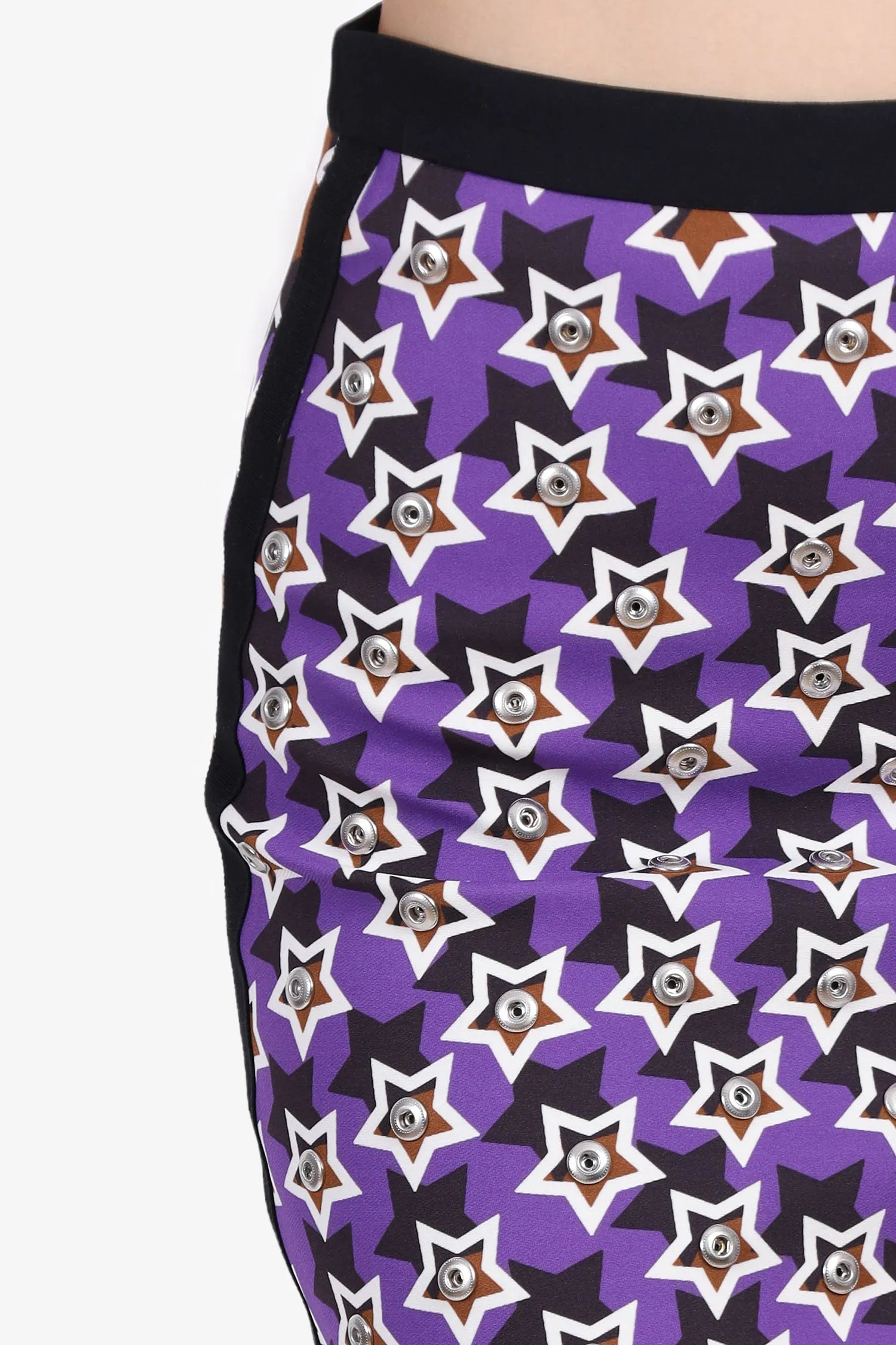 Jupe mi-longue Emanuel Ungaro imprimé étoiles violet/marron taille 6
