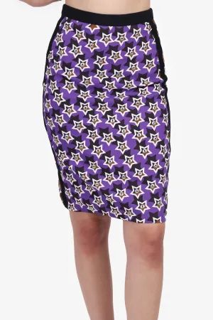 Jupe mi-longue Emanuel Ungaro imprimé étoiles violet/marron taille 6