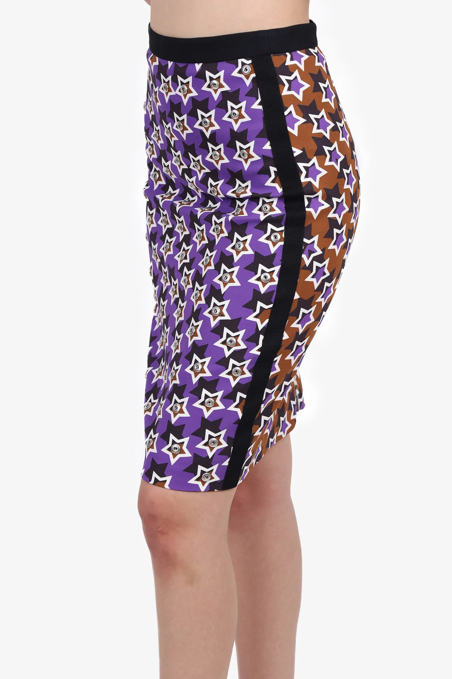 Jupe mi-longue Emanuel Ungaro imprimé étoiles violet/marron taille 6