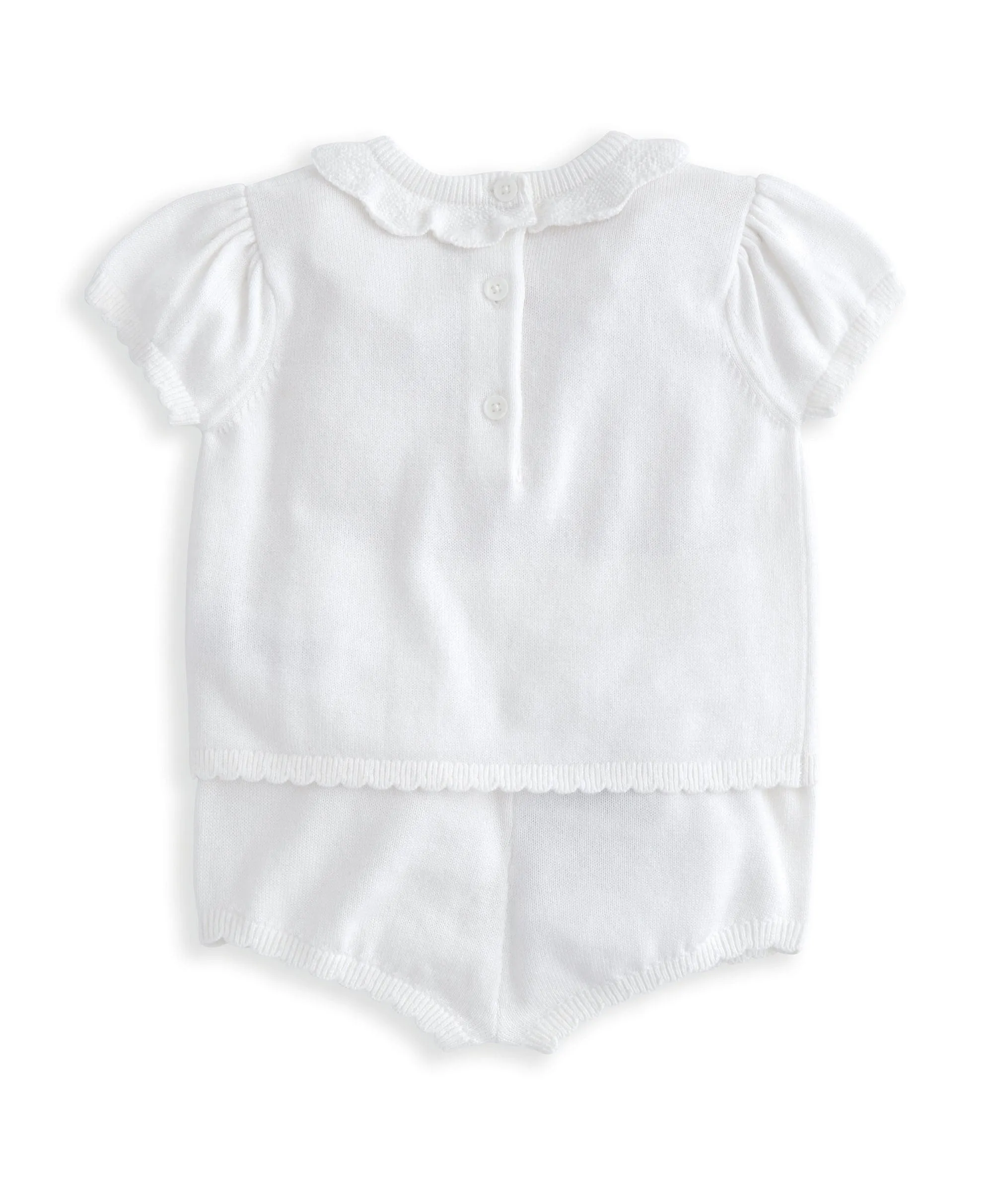 Ensemble Brodé en Maille Haut et Short (2 Pièces) - Blanc Bébé/Enfant Mamas & Papas