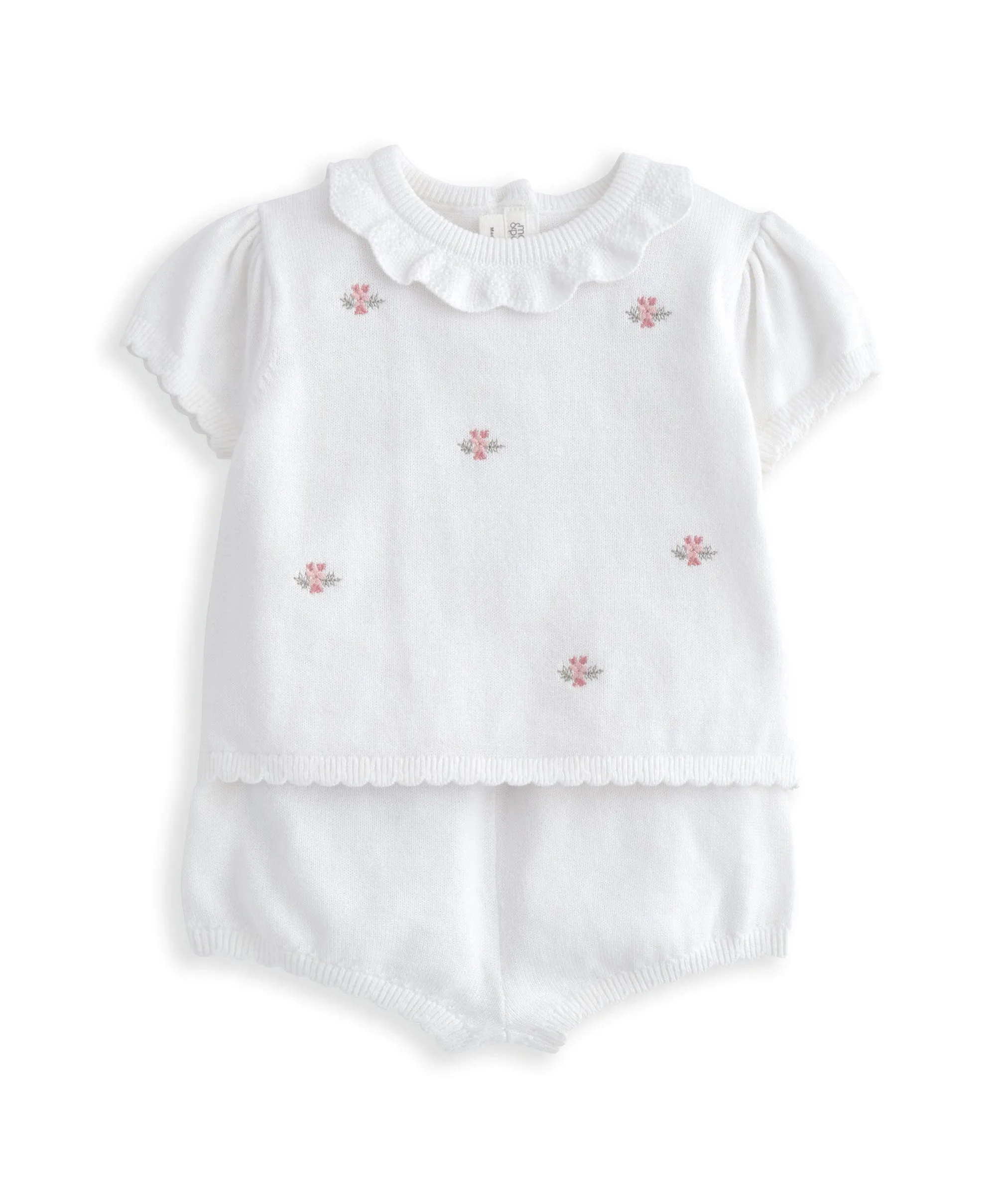 Ensemble Brodé en Maille Haut et Short (2 Pièces) - Blanc Bébé/Enfant Mamas & Papas