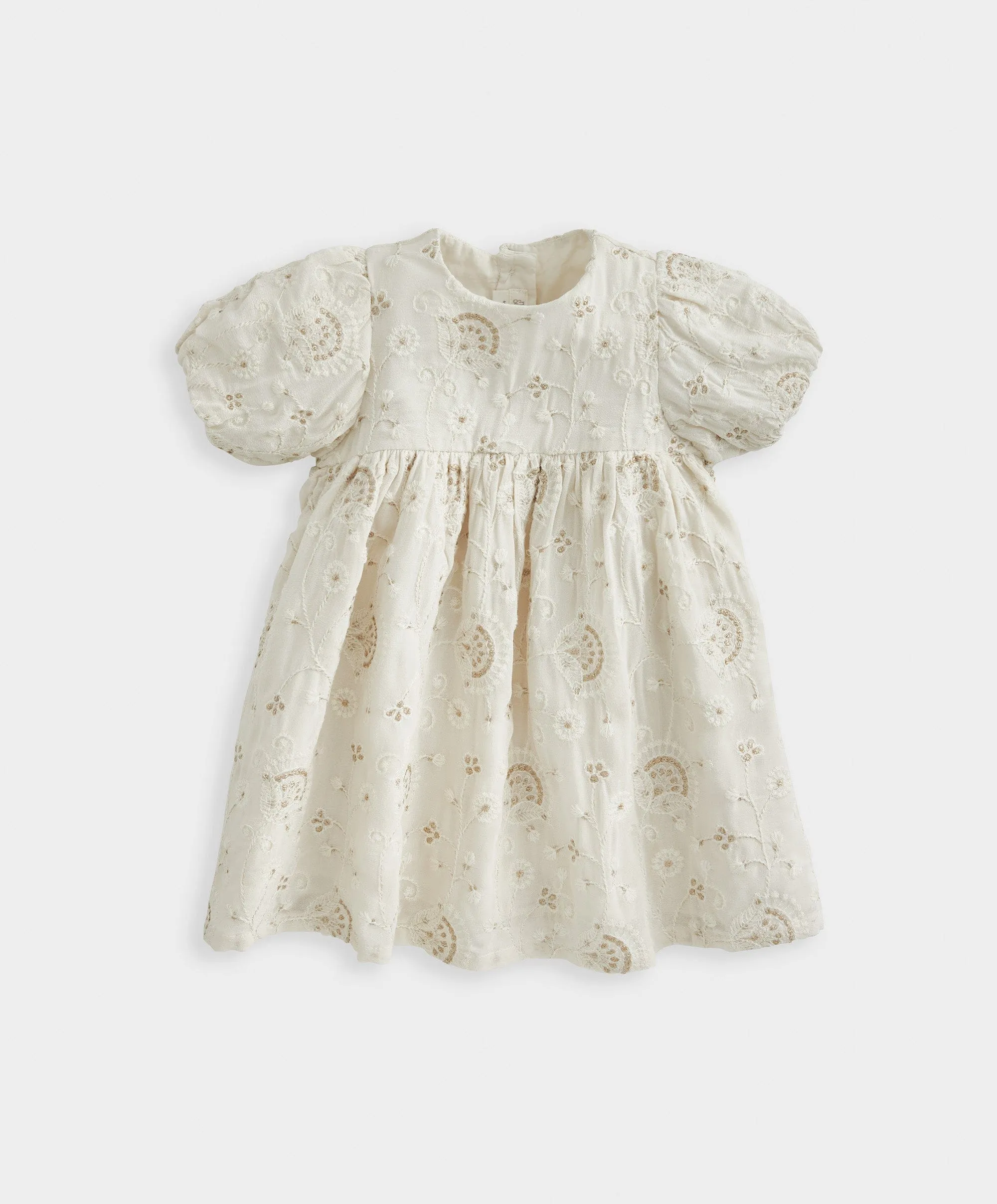 Robe courte à manches bouffantes brodées