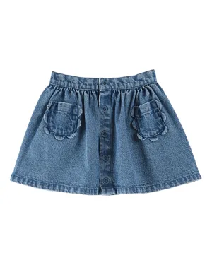 Emile Et Ida Jupe en Denim à Poche Fleurie - Denim