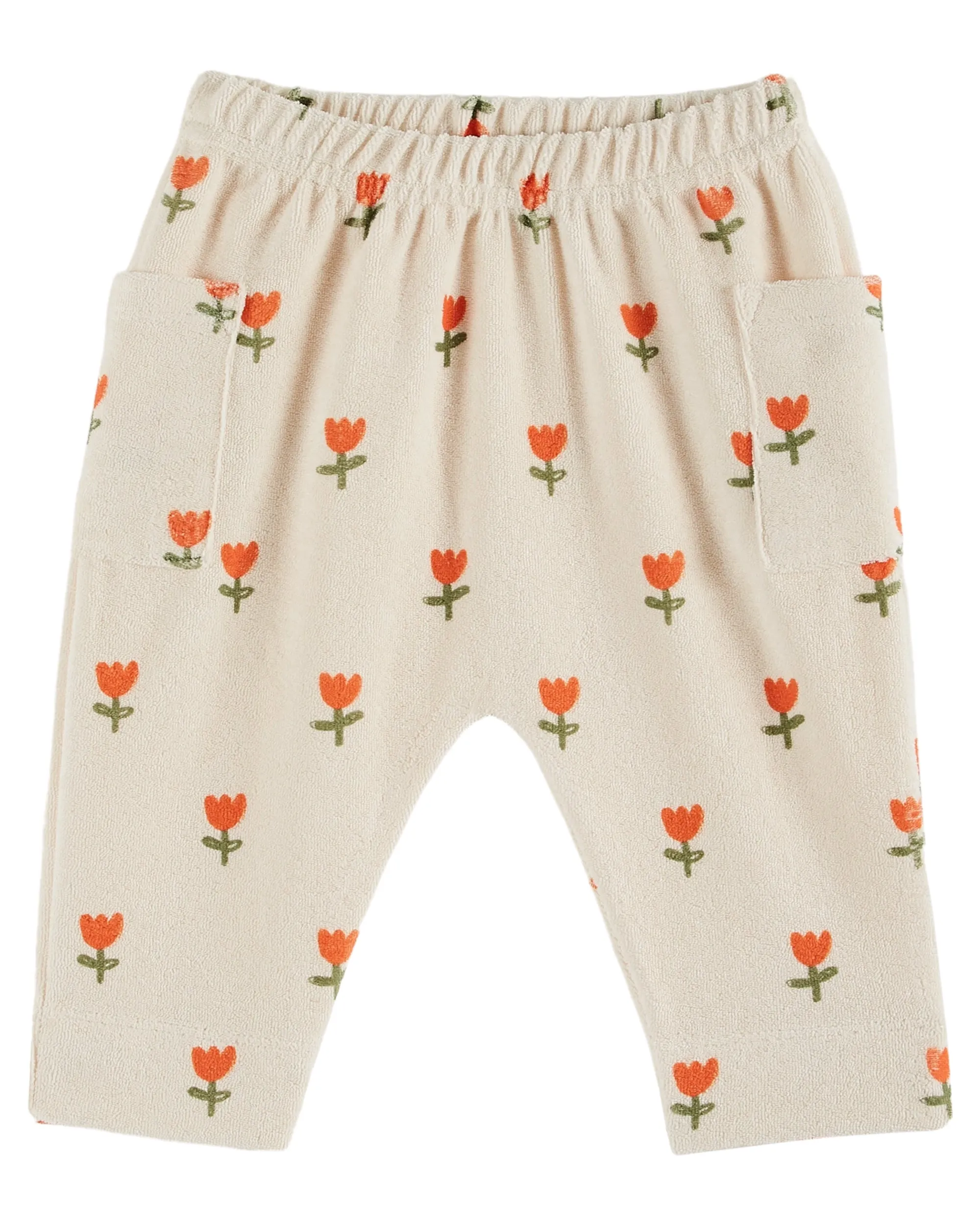 Emile Et Ida Pantalon Sirwal Imprimé en Éponge pour Garçons et Filles - Grande Tulipe Crème
