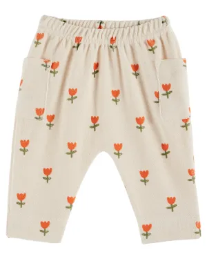 Emile Et Ida Pantalon Sirwal Imprimé en Éponge pour Garçons et Filles - Grande Tulipe Crème