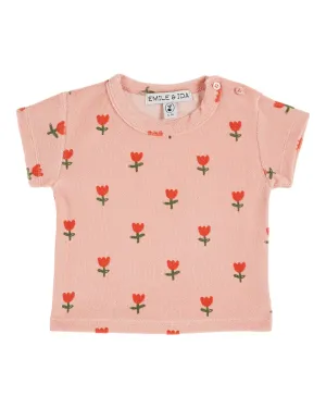 Emile Et Ida T-shirt pour garçons et filles TERRY - GRANDE TULIPE FLEURIE