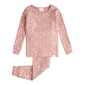 Pyjama bébé FIRSTS en rose colombe avec motif jardin d'automne