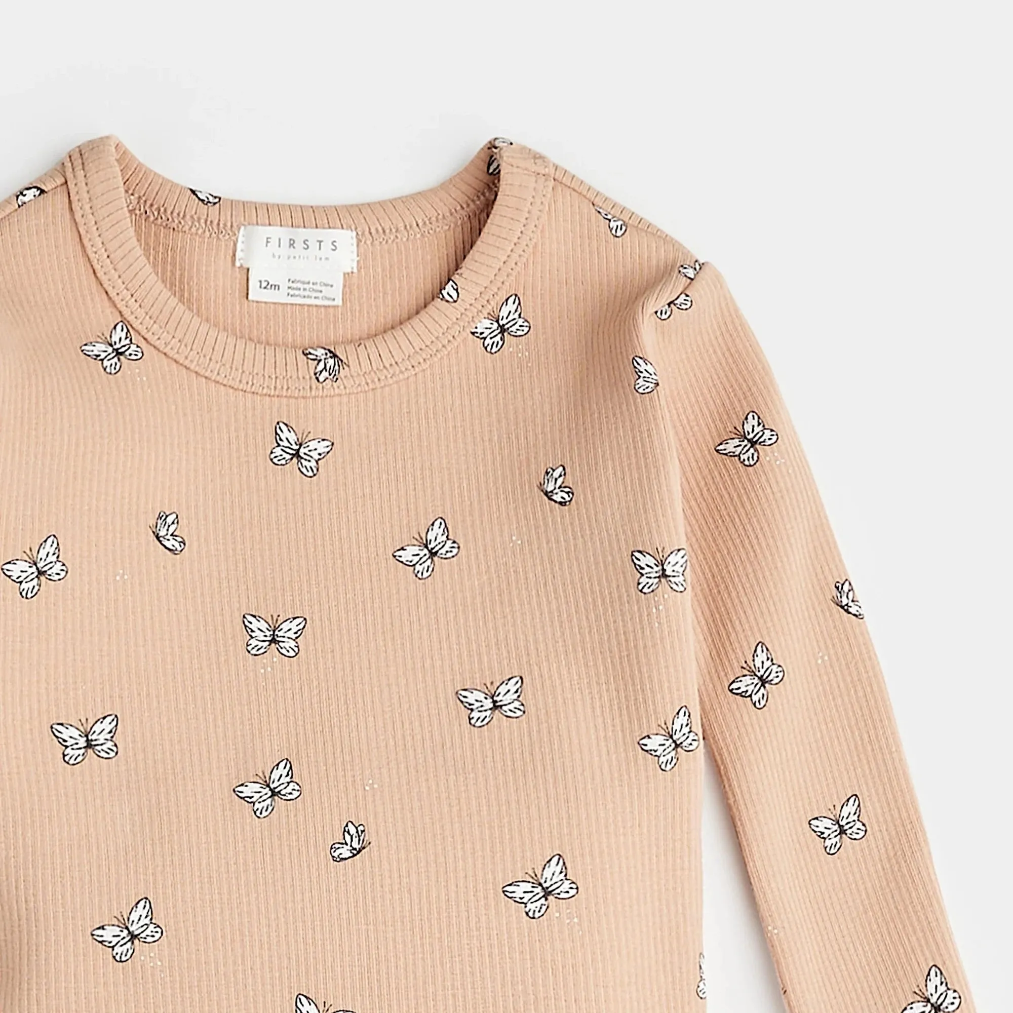 Pyjama bébé FIRSTS à côtes Sirocco avec motif papillon